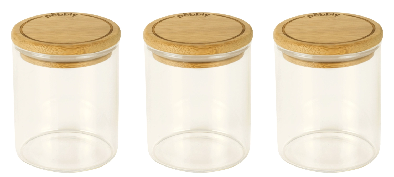 3er Set Vorratsglas mit Bambusd., rund, D6.5x8.5cm