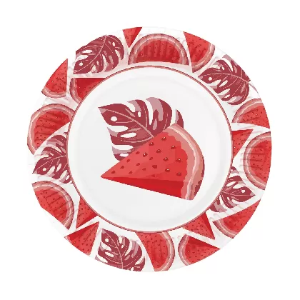 Pappteller 10x Wassermelone, 23x23cm