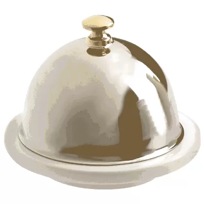 Butterteller mit Edelstahldeckel, Ø9cm, weiss