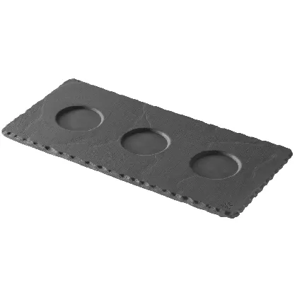 Tablett mit 3 Vertiefungen, 25x12cm schiefer-optik