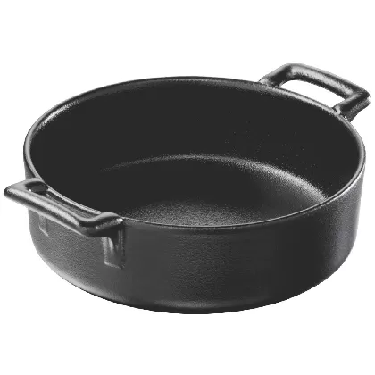 Auflaufform rund mit Griffen, Ø15cm, gusseisen-optik