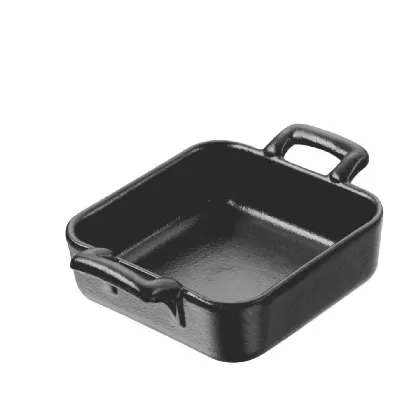 Auflaufform quadratisch tief, 20x20x6.5cm, gusseisen-optik
