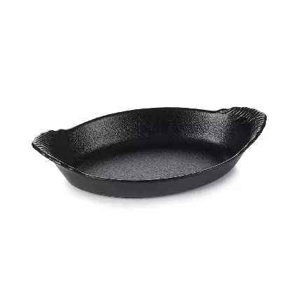 Gratinschüssel oval mit Griffen, 20x11x4cm, gusseisen-optik