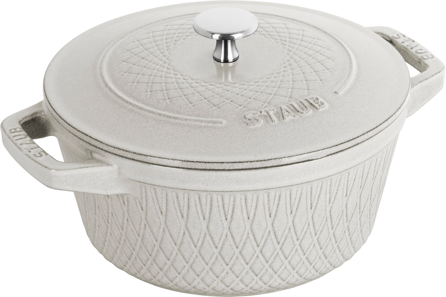 Twisted Cocotte 24cm, rund, Weisser Trüffel, Gusseisen 3.7l