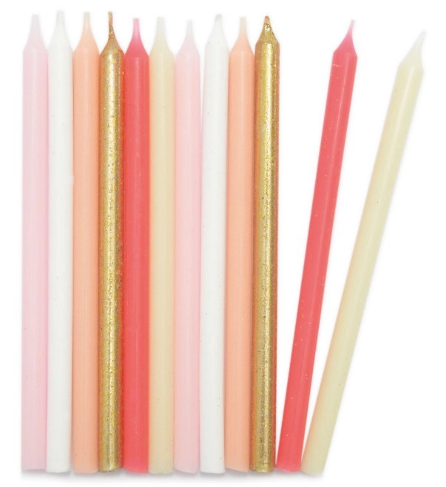 12er Set Kerzen lang rosa und gold 12cm