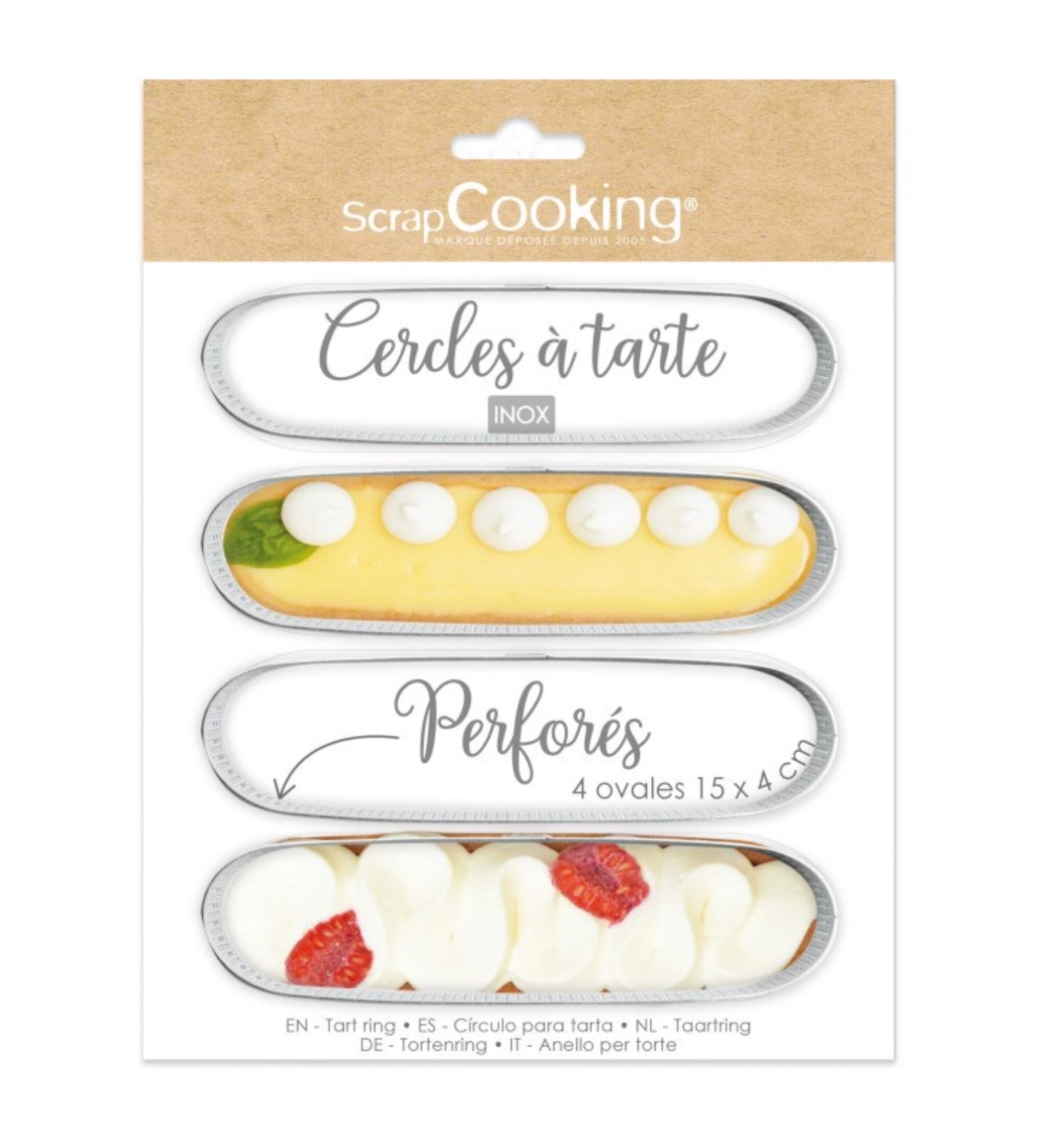 4er Set Tortenringe perforiert oval 15x4cm