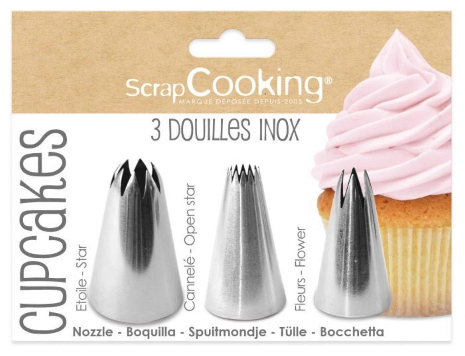 3er Set Edelstahltüllen Cupcakes
