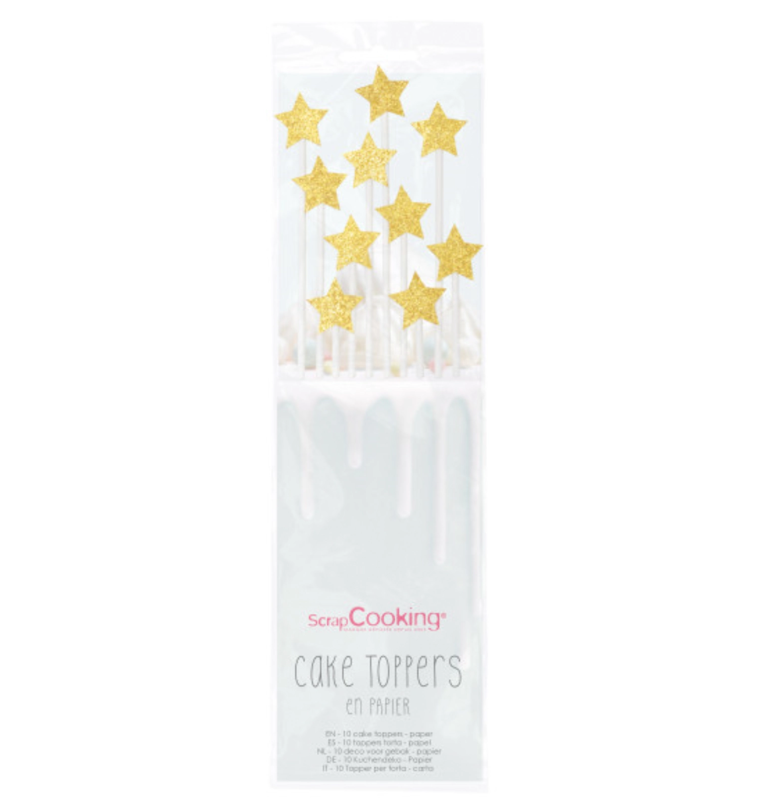 10er Set Cakes Toppers goldene Sterne H20cm