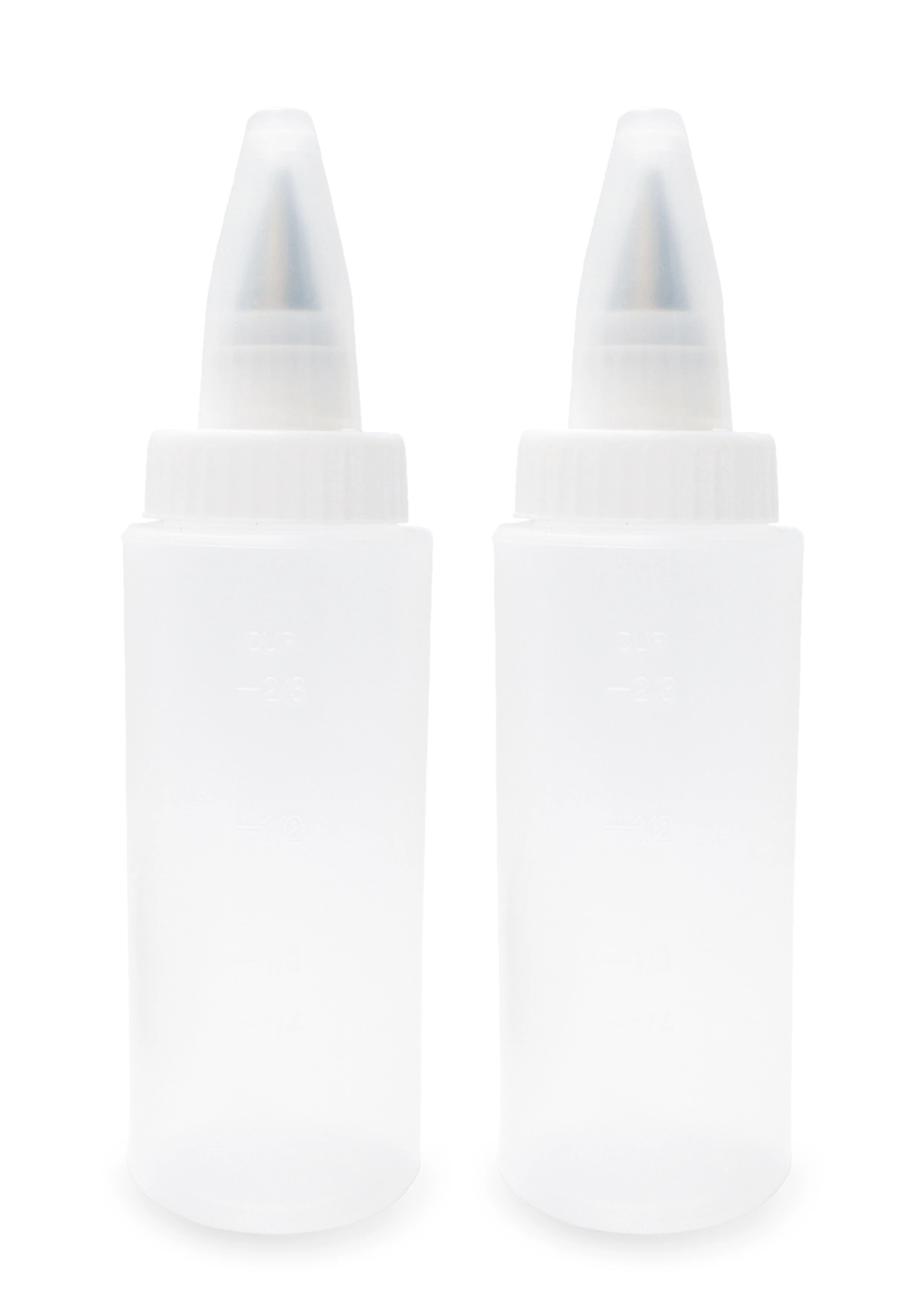 2er Set Quetschflaschen mit 2 Spritztüllen für Zuckerguss