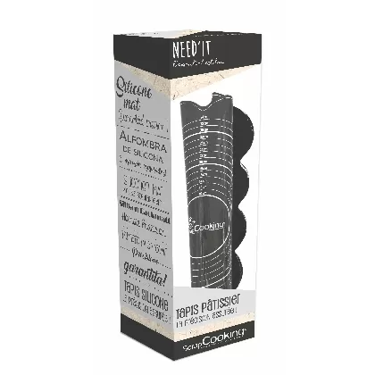 Silikonbackmatte schwarz inkl. Hilfslinien u. Rezept