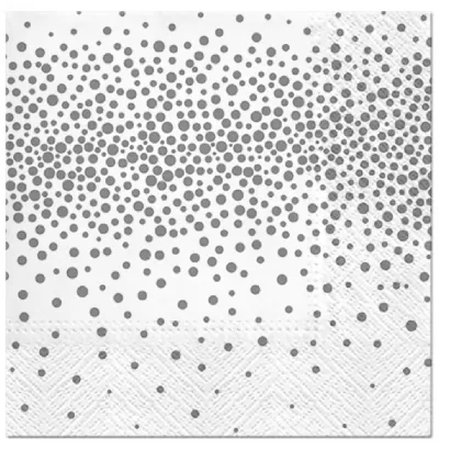 Servietten Lunch 20x Konfetti weiss/silber, 33x33cm