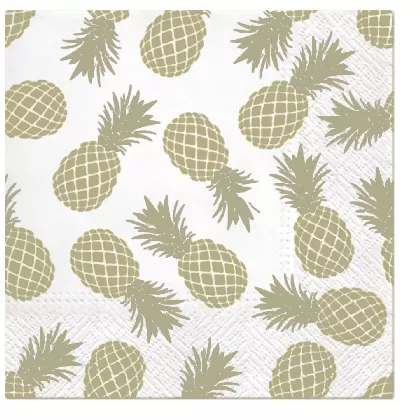 Servietten Lunch 20x Ananas gold/schwarz 33x33cm