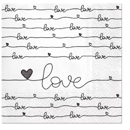 Servietten Lunch 20x Love, 33x33cm