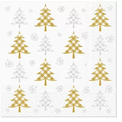 Servietten Lunch 20x Christmas Tree gold & silver, 33x33cm