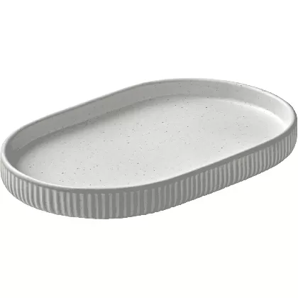 Playground Nara Platte oval Relief weiss 18x11cm H2cm