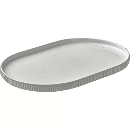 Playground Nara Platte oval Relief weiss 30x20cm H2.4cm