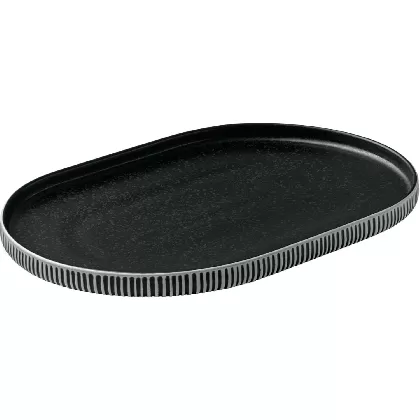 Playground Nara Platte oval Relief schwarz weiss 30x20x2.4cm