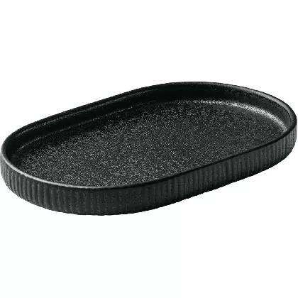 Playground Nara Platte oval Relief schwarz 18cm