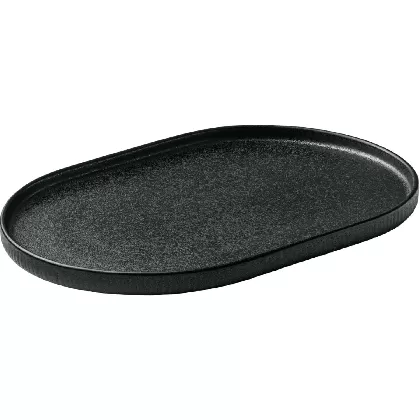 Playground Nara Platte oval Relief schwarz 30x20cm