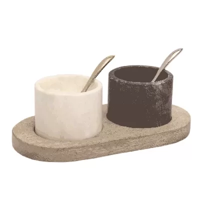 Playground Menage mit 2Marmorschälchen 2Löffeln 0.17lt H6cm