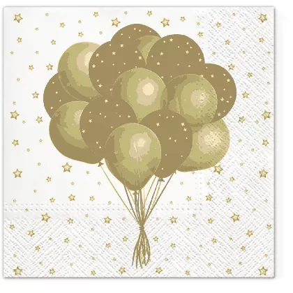 Servietten Lunch 20x Ballon schwarz/gold, 33x33cm