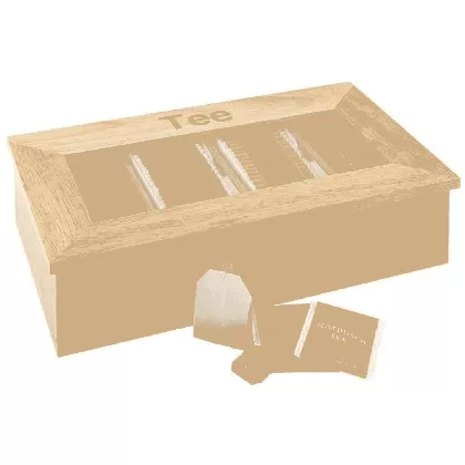 Teebox mit 4 Kammern, 33.5cmx20cm, H9cm