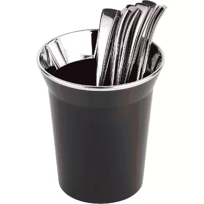 Tischreste-/Besteckbehälter Top Chrom schwarz D13cm H15cm