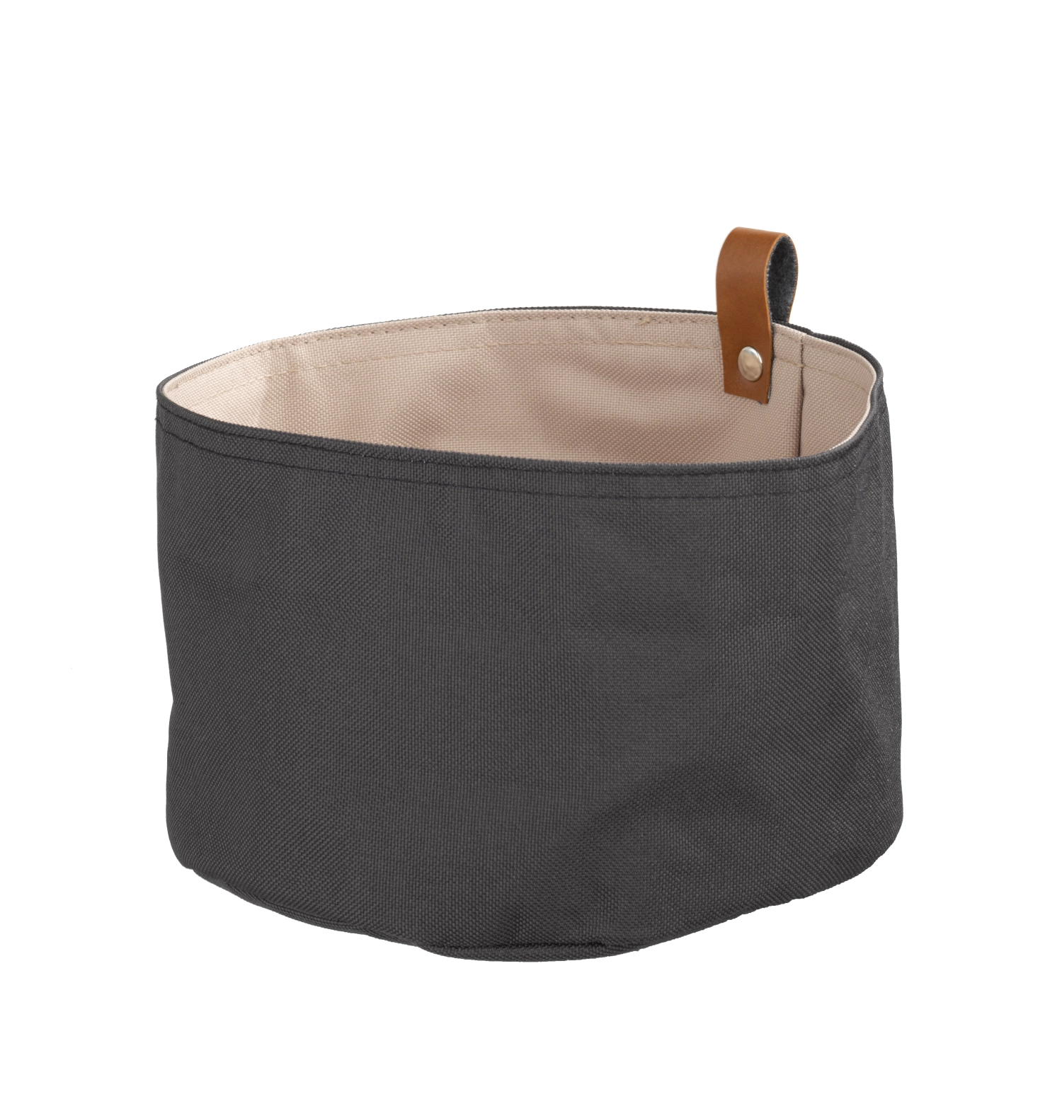 Brottasche D20cm, H13.5cm, beige/dunkelgrau
