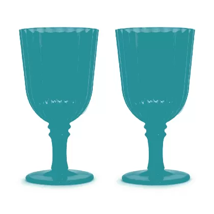 2er Set Gläser aus Acryl 460ml, türkis
