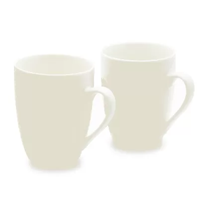 2er Set Becher m. Henkel 330ml, weiss/gold