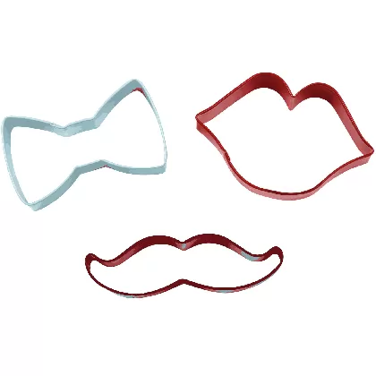 3er Set Ausstechformen, Lippe/Schnauz/Fliege