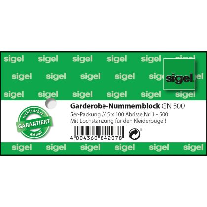 SIGEL     Garderobe-Nummernblock