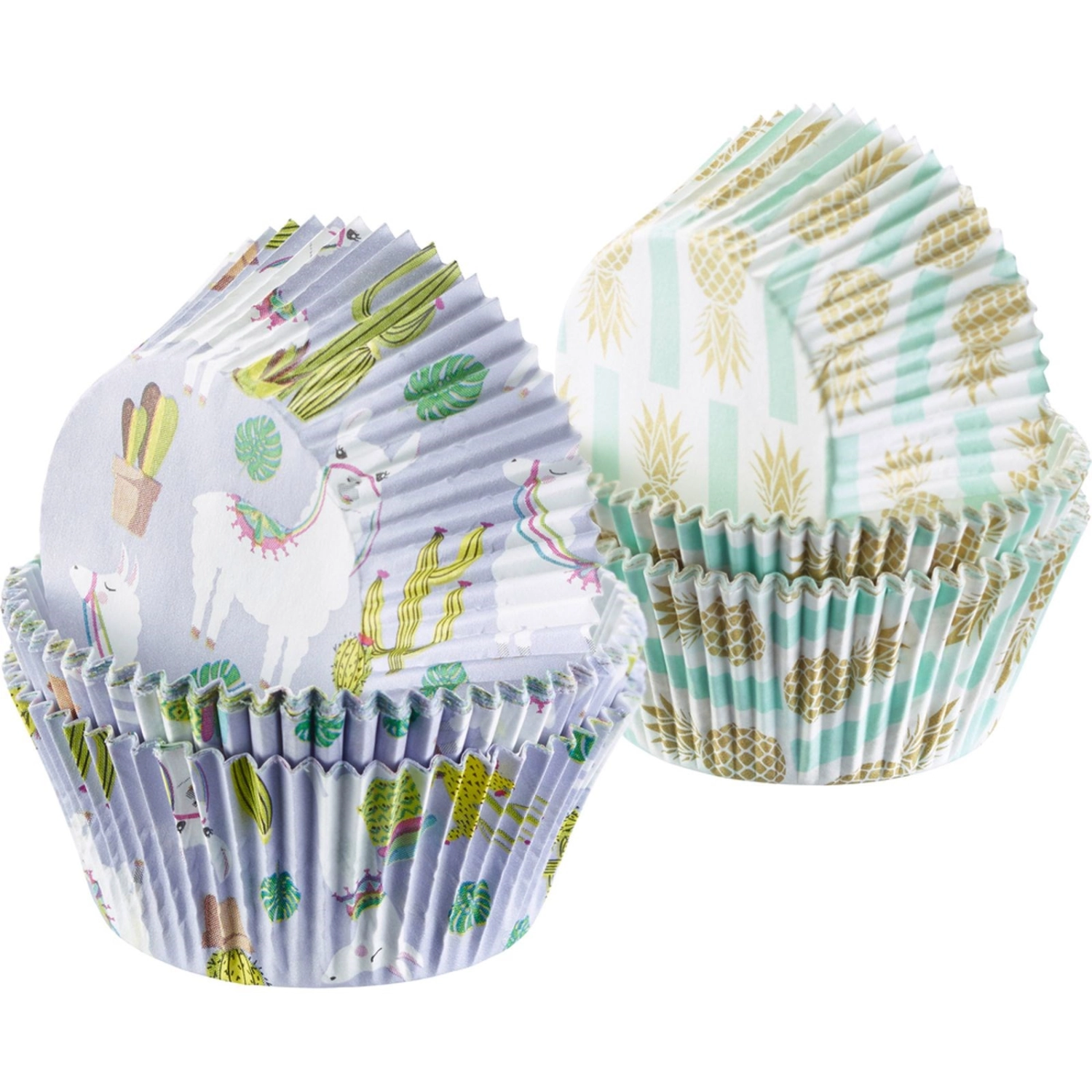 80 Stk. Muffin Papier-Backförmchen, Lama u. Ananas