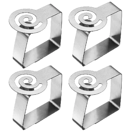 4er Set Tischtuchklammern Spiral, Edelstahl