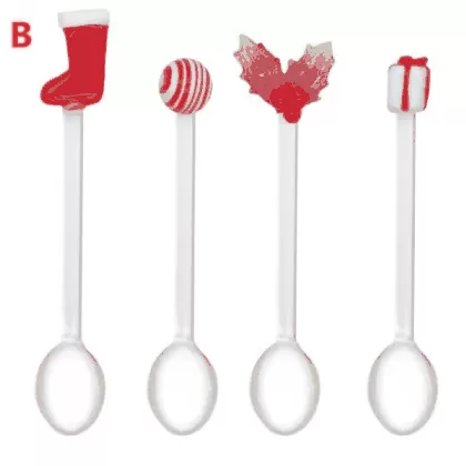 4er Set Teelöffel aus Glas, Weihnachtsmotive 1