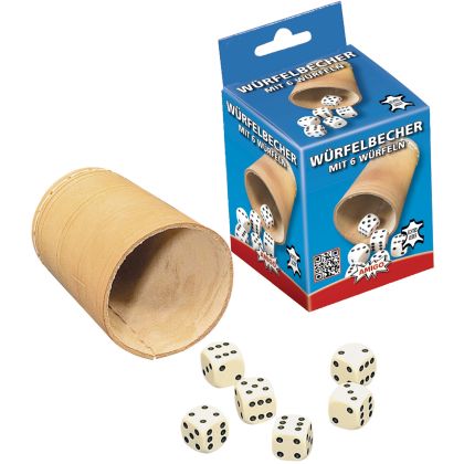 Würfelbecher mit 6 Würfeln