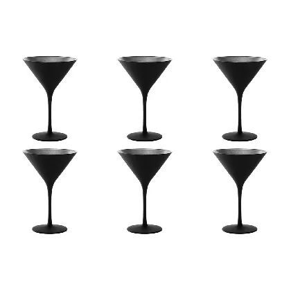 6er Set Elements Cocktailschale 240ml schwarz/silber