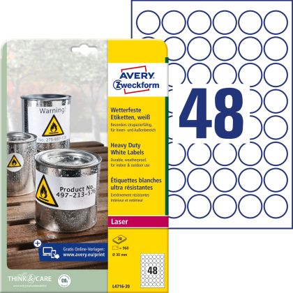 AVERY ZW. Folienetiketten           30mm