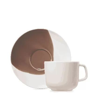 Confluence Teetasse m. Untertasse 20cl cognac alab. weiss