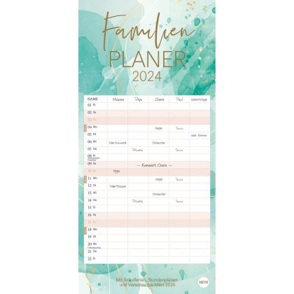 HEYE      Familienplaner Watercolor 2024