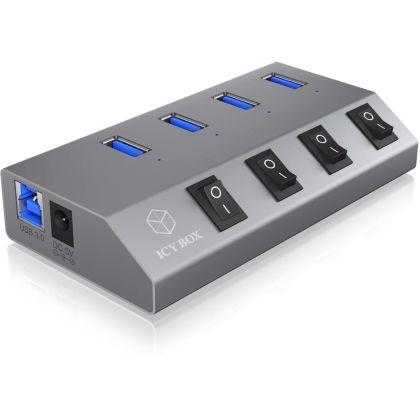 ICY BOX   4 Port Hub & Charger   USB 3.0