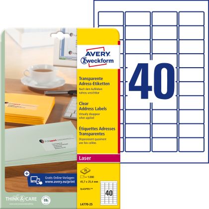 AVERY ZW. Adressetiketten    45,7x25,4mm