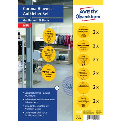 AVERY ZW. Hinweis-Aufkleber DE      20cm