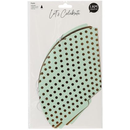 I AM CREA Party Hüte, mint,gold,16cm
