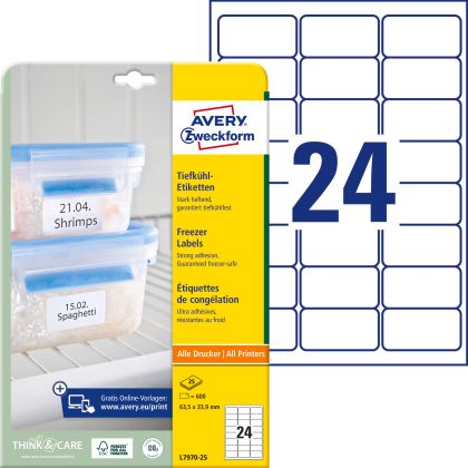 AVERY ZW. Tiefkühletiketten  63,5x33,9mm