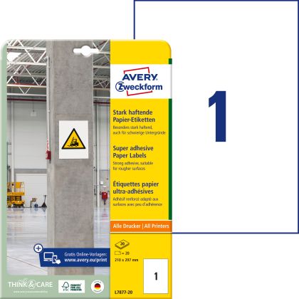 AVERY ZW. Etiketten Universal  210x297mm