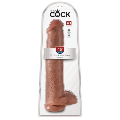 King Cock 15 Cock w Balls Tan