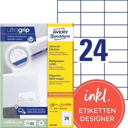 AVERY ZW. Universaletiketten     70x37mm