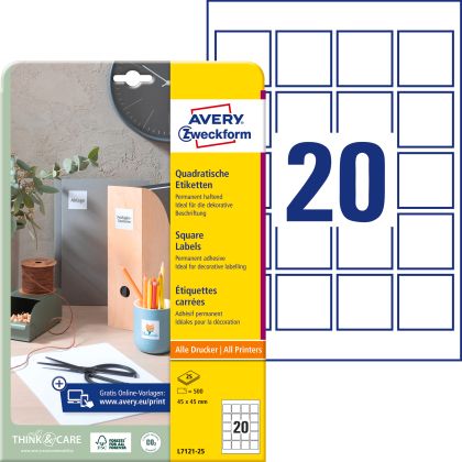AVERY ZW. Etiketten QR Code      45x45mm