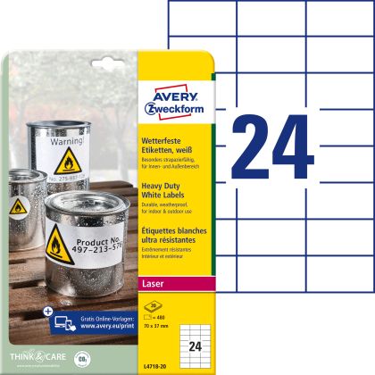 AVERY ZW. Etiketten Laser        70x37mm